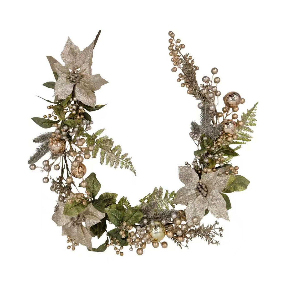 Bulk 4 Xmas Champagne Poinsettia Luxe Garland 150cm