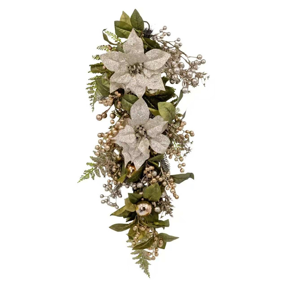 Bulk 4 Xmas Champagne Poinsettia Luxe Tears Drop 71cm