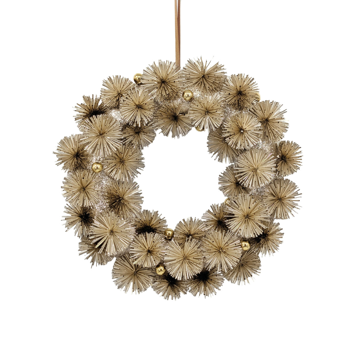 Bulk 4 Champagne Starburst Xmas Wreath 36x36x7cm