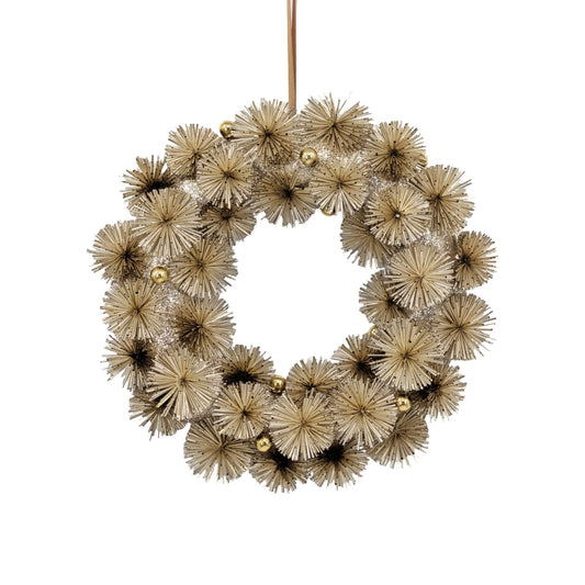 Bulk 4 Champagne Starburst Xmas Wreath 36x36x7cm