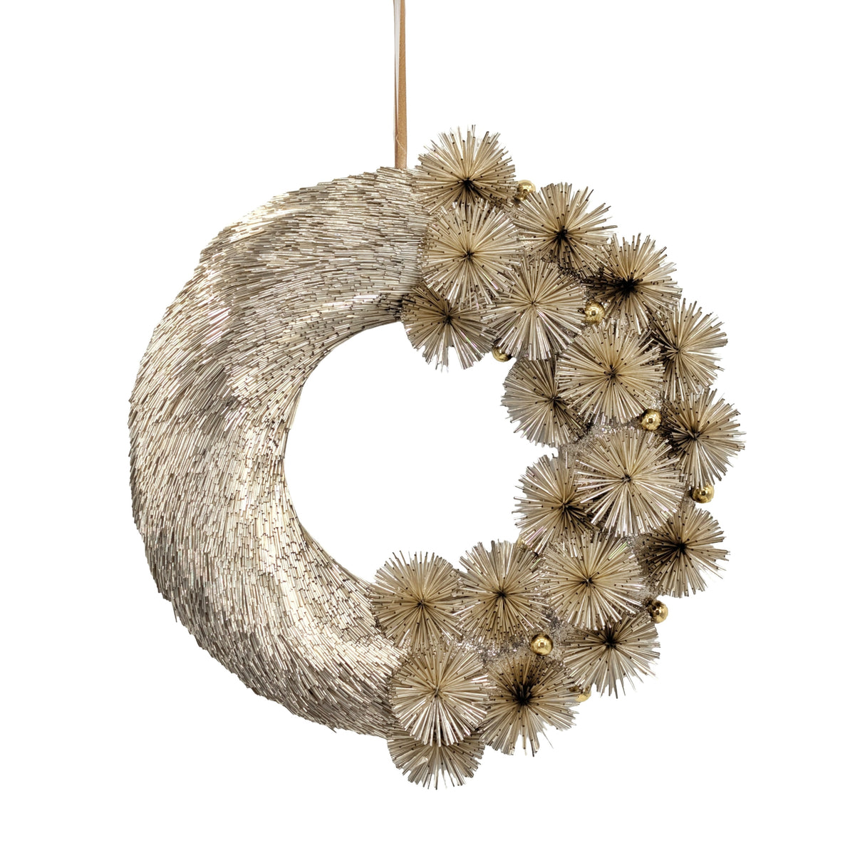 Bulk 4 Champagne Starburst Xmas Wreath 44x42x8cm