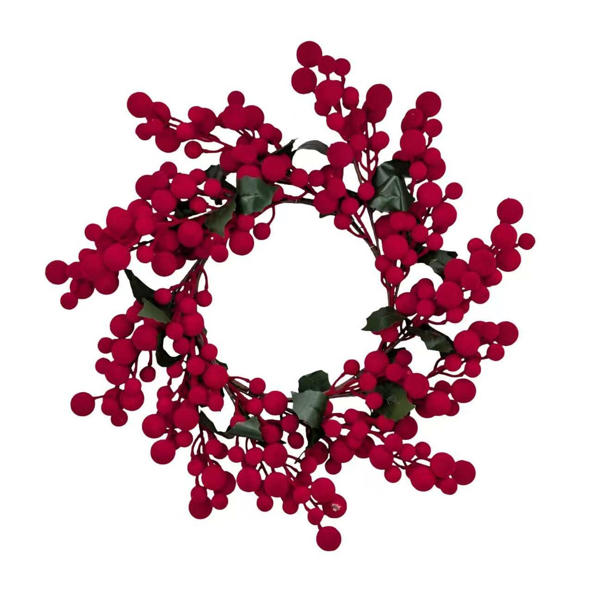 Bulk 8 Xmas Flocking Berry Wreath 58x25cm