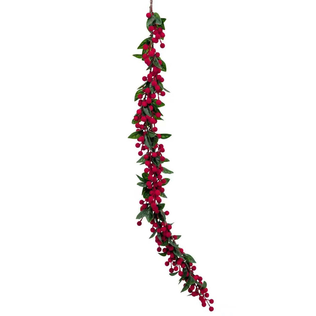 Bulk 8 Xmas Flocking Berry Garland 105cm