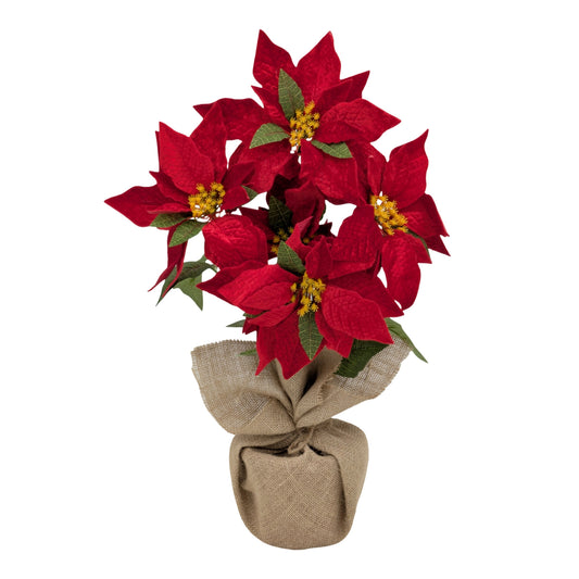 Bulk 6 Xmas Poinsettia In Hessian Pot 48cm
