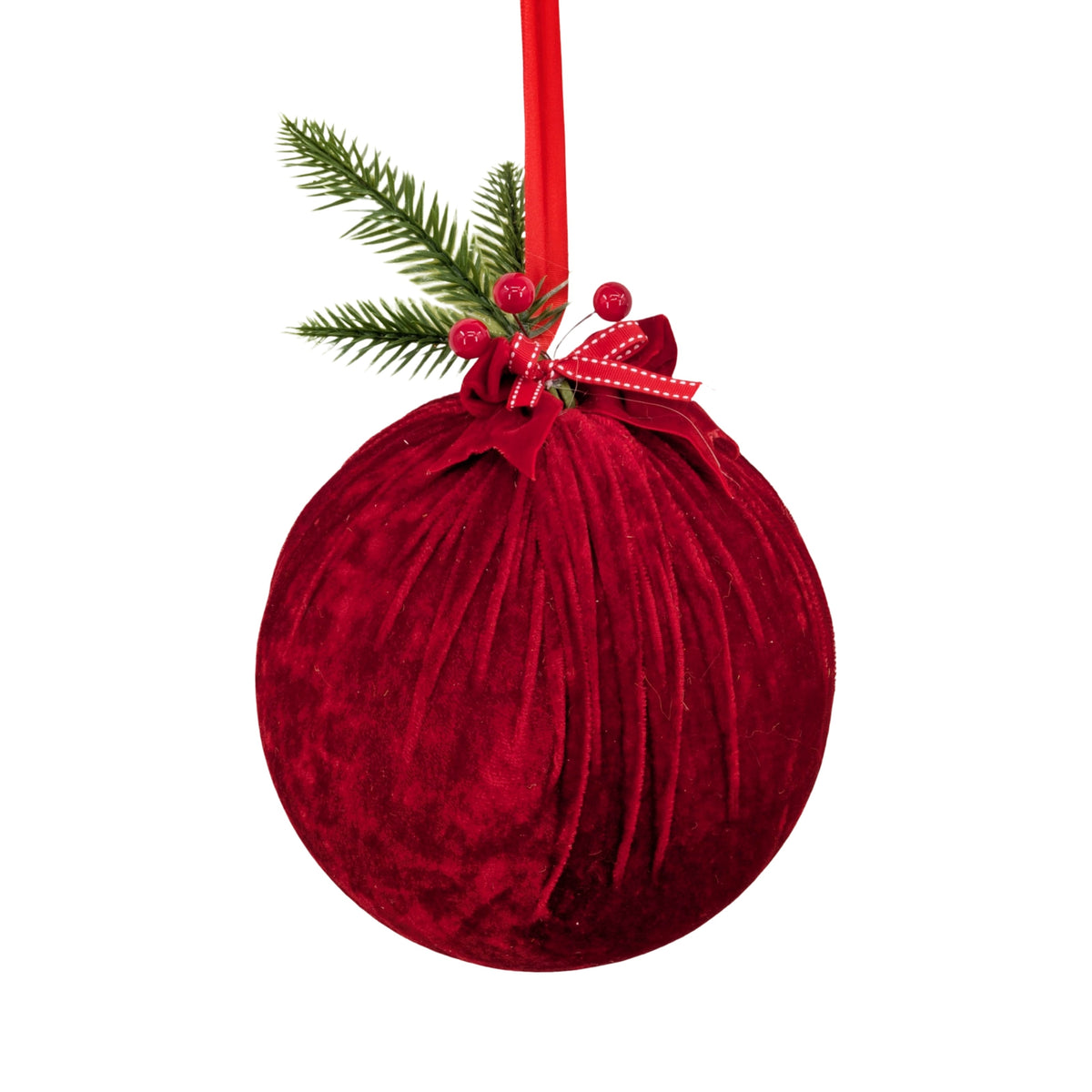 Bulk 8 Xmas Red Velvet Bauble W Ornament 26cm
