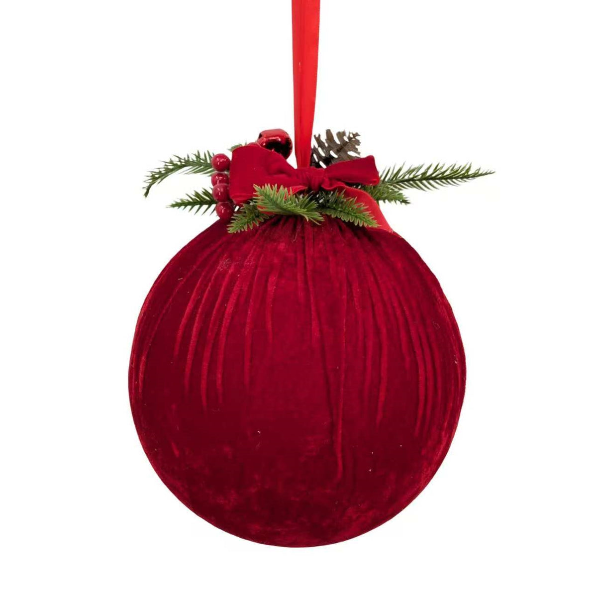 Bulk 6 Xmas Red Velvet Bauble W Ornament 30cm