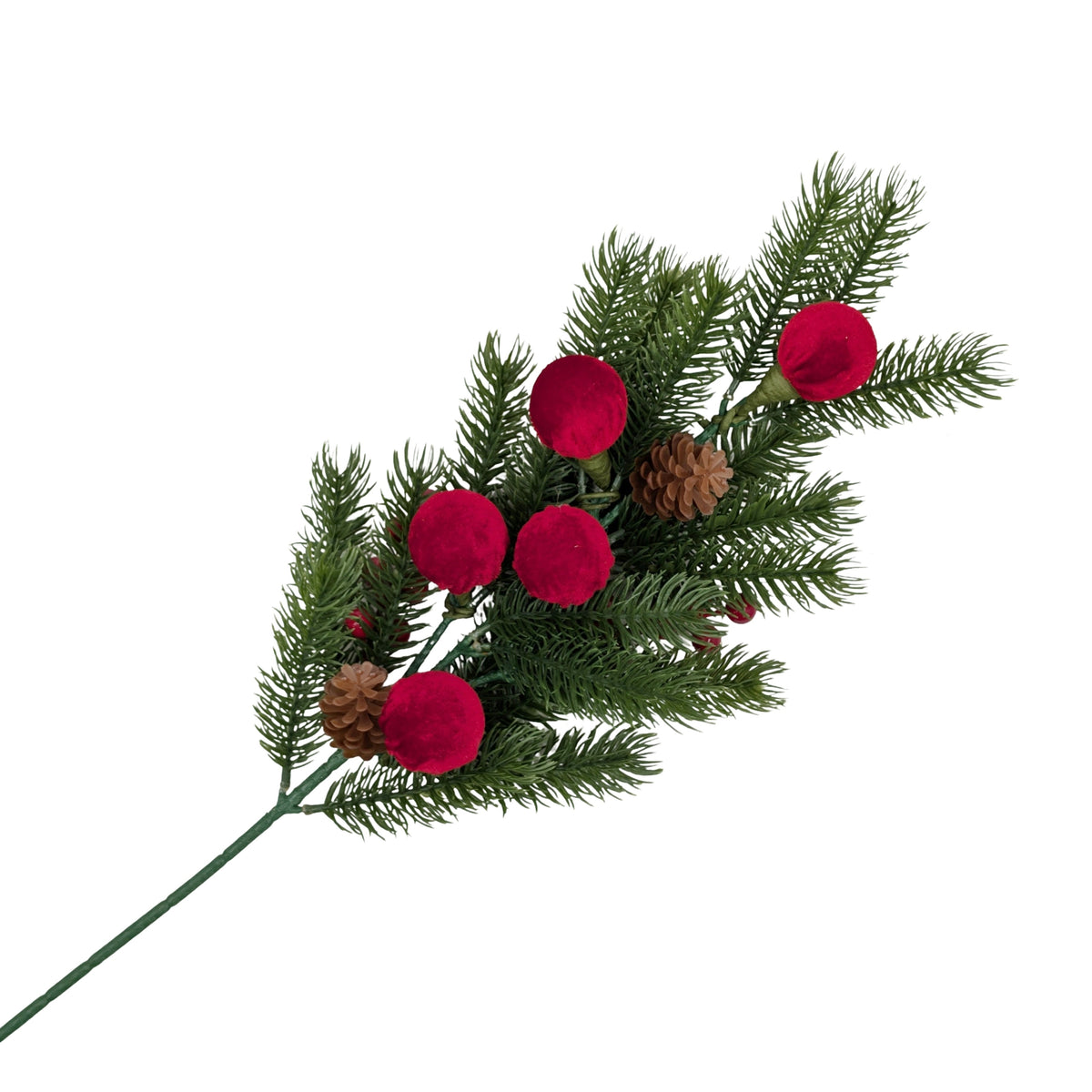 Bulk 12 Xmas Red Velvet Bauble Spray 62cm