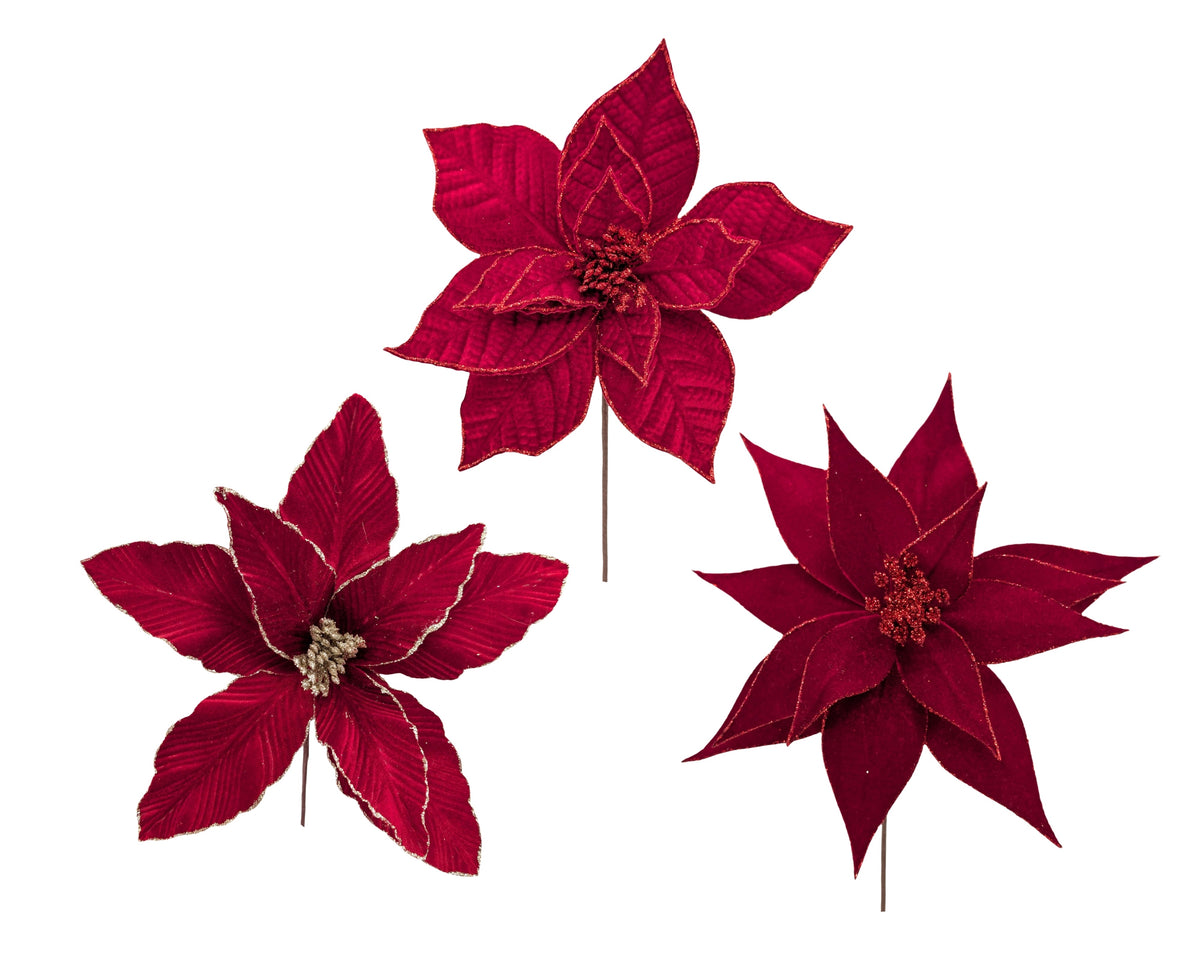 Bulk 24 Xmas Red Poinsettia 26/31/33x30cm