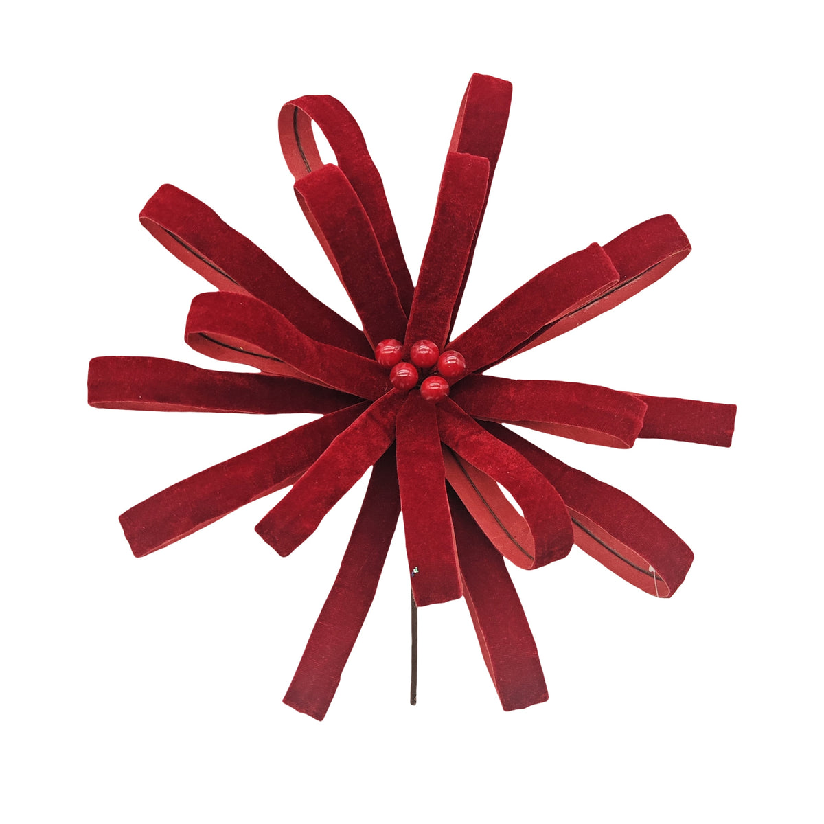 Bulk 24 Xmas Velvet Flower Pick 30x25cm
