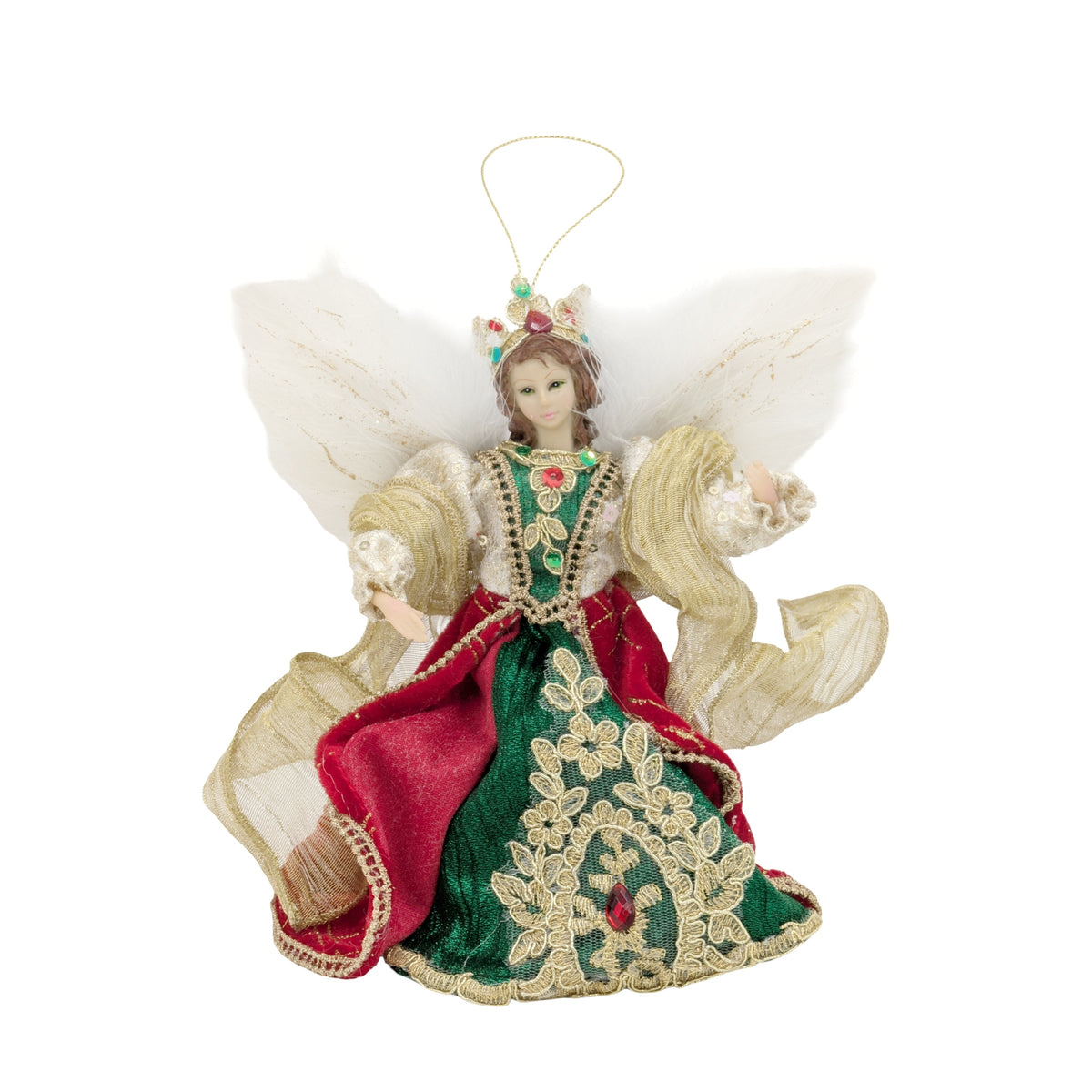 Bulk 6 Xmas Red Velvet Hanging Angel 20cm