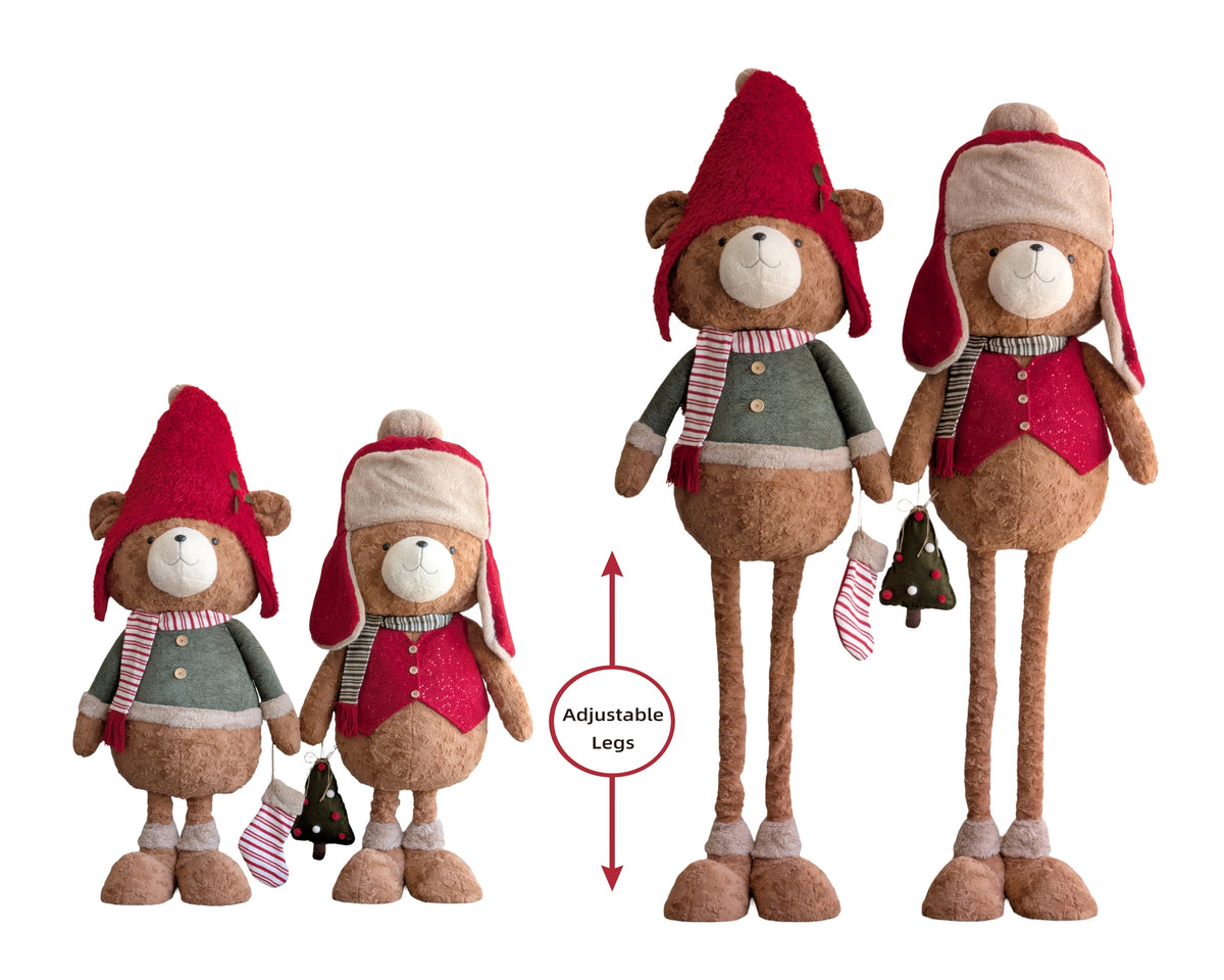 Bulk 2 Xmas Teddy Bear W Extendable Legs 45x35x173cm 2 Asst