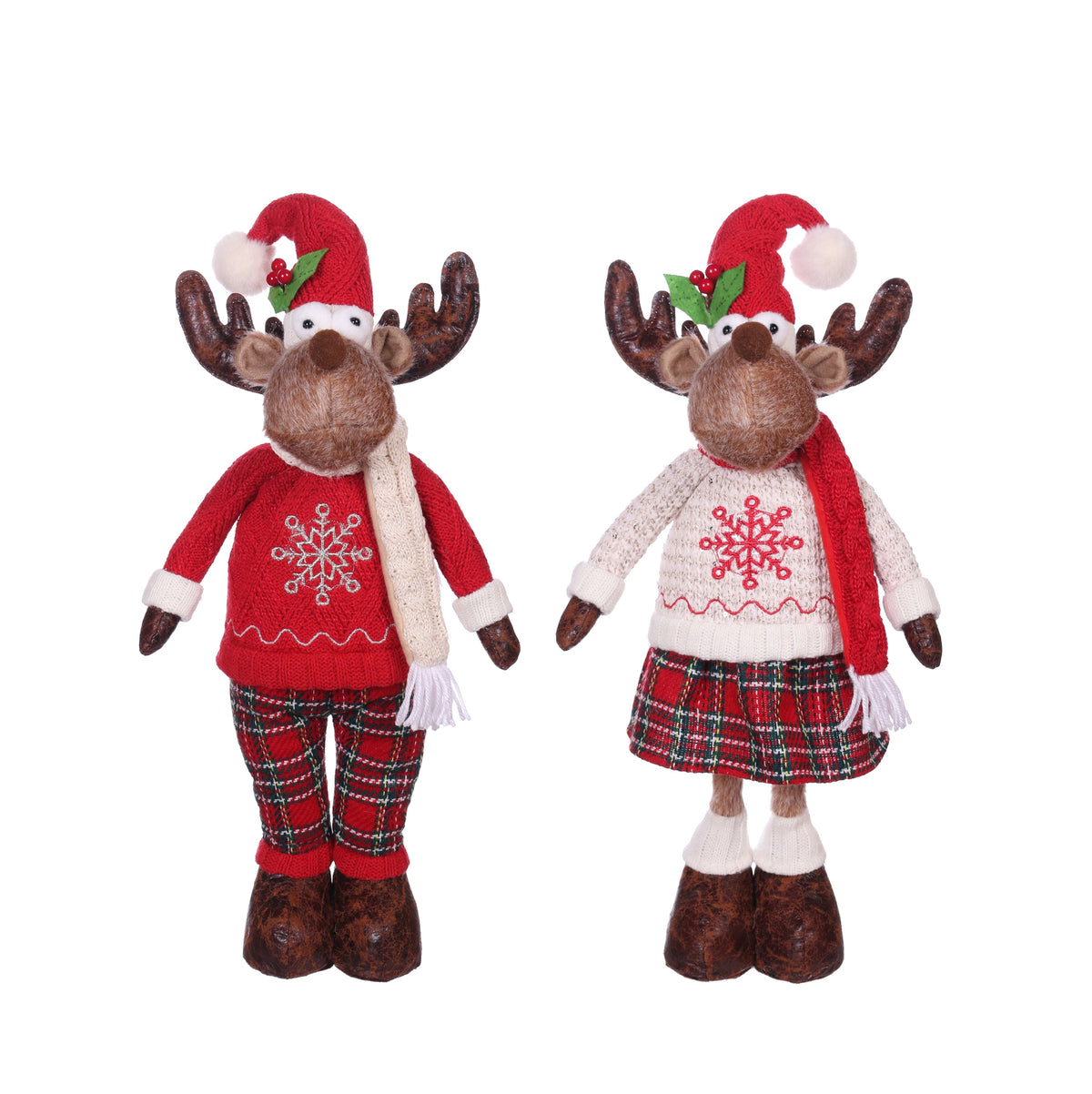 Bulk 6 Xmas Standing Deer 20x13x51cm 2 Asst