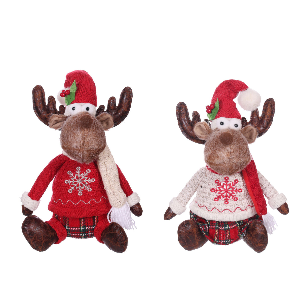 Bulk 8 Xmas Sitting Reindeer 22x15x33cm 2 Asst
