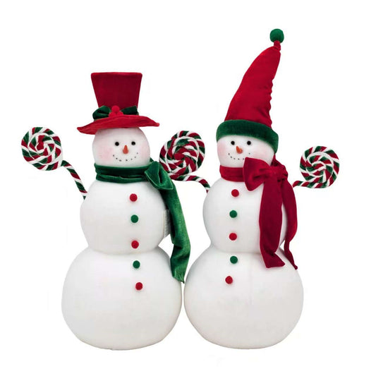 Bulk 2 The Velvet Christmas Snowman 49cm/53cm 2 Asst
