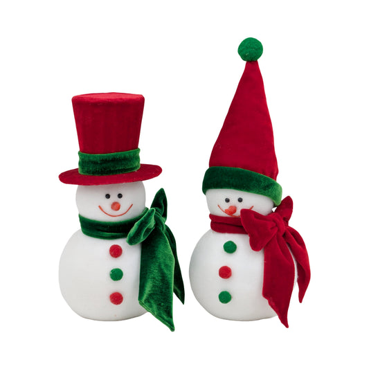 Bulk 6 The Velvet Christmas Snowman 24cm/28cm 2 Asst