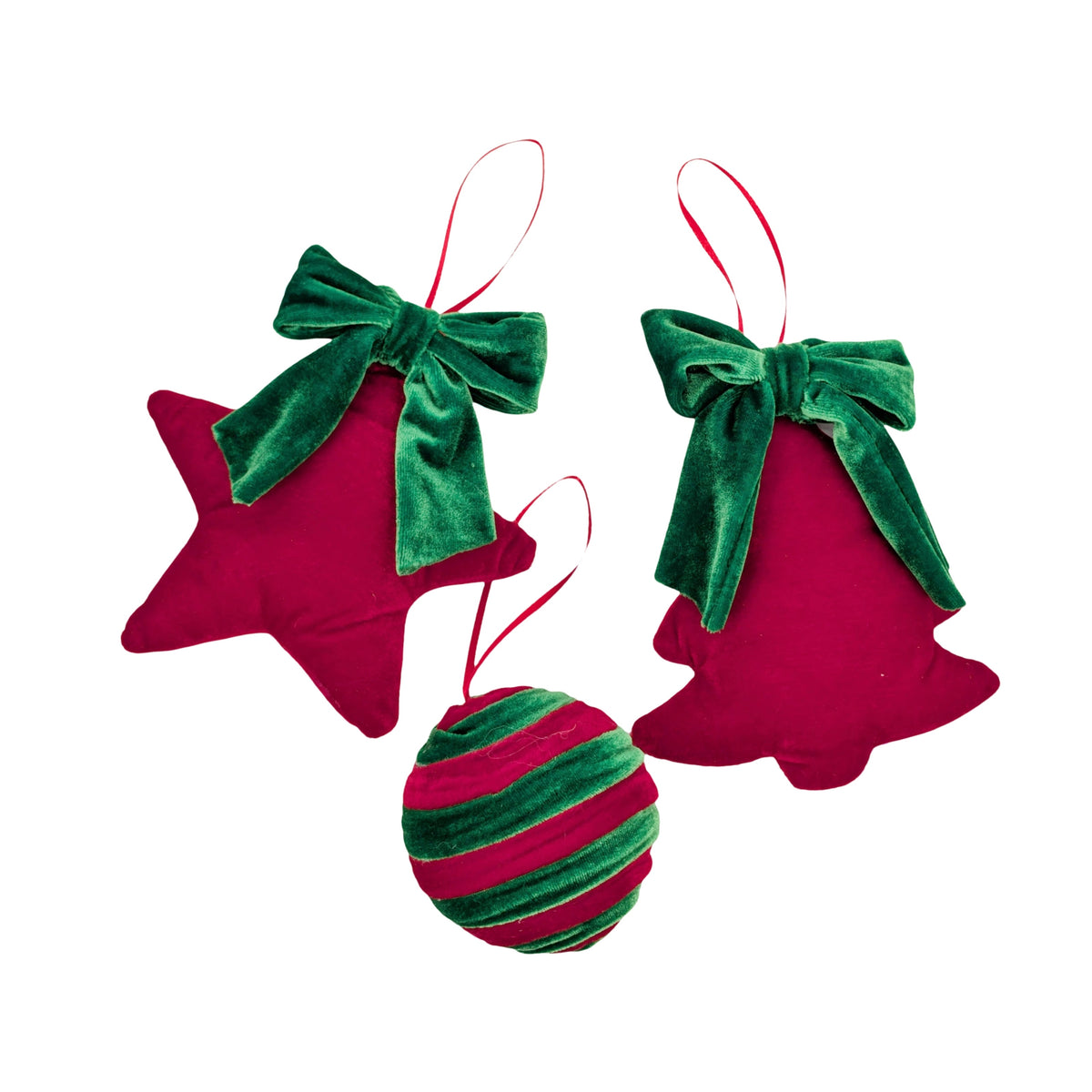 Bulk 24 The Velvet Christmas Hanger Dia 9cm/15cm 3 Asst