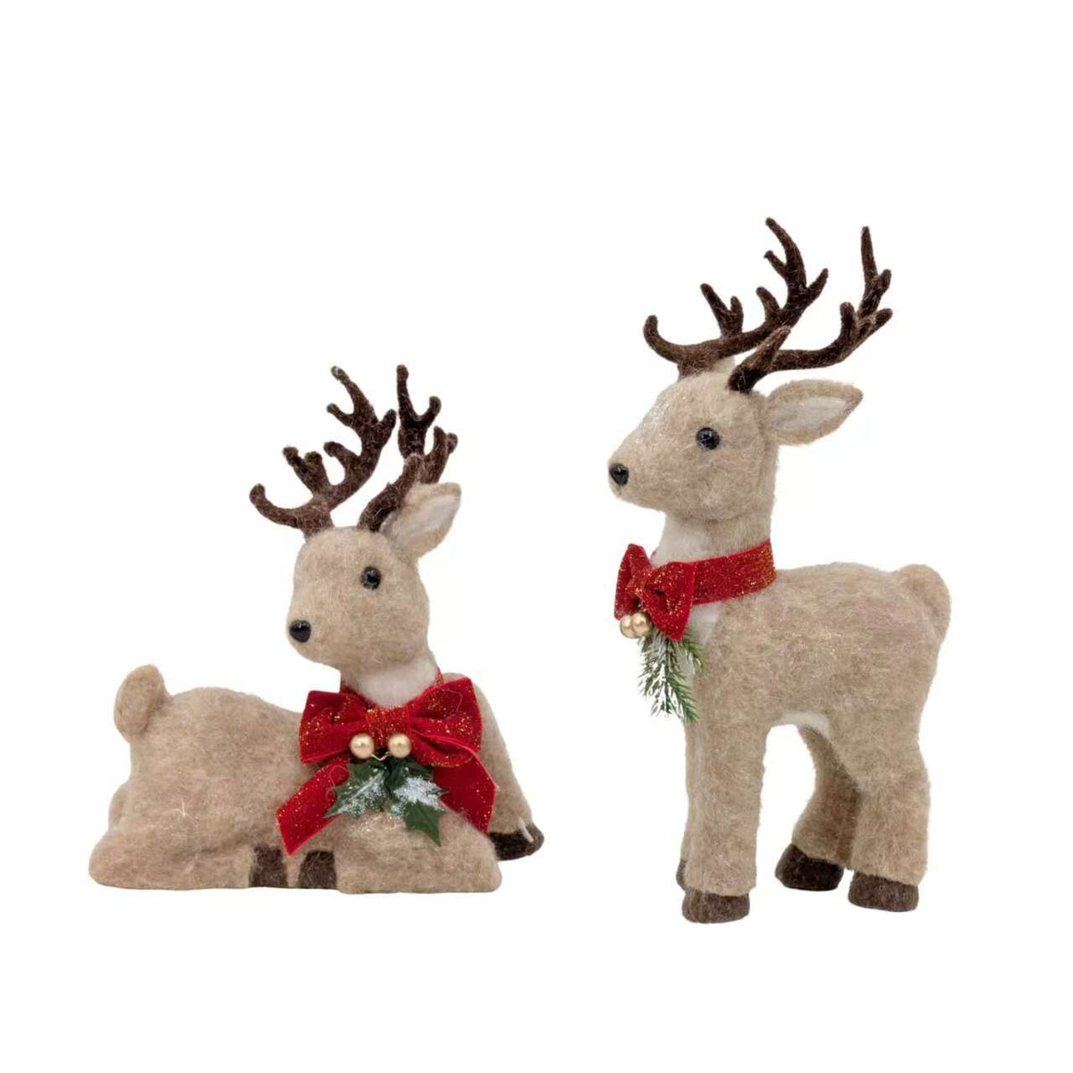 Bulk 8 Xmas Nordic Felt reindeer17x8x33cm 21x10x23cm 2 Asst