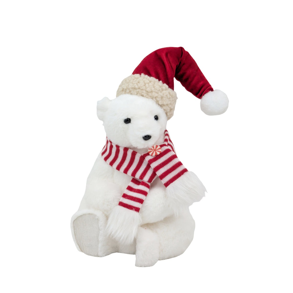 Bulk 4 Xmas Stripe & Snow Sitting Bear 18x18x31cm