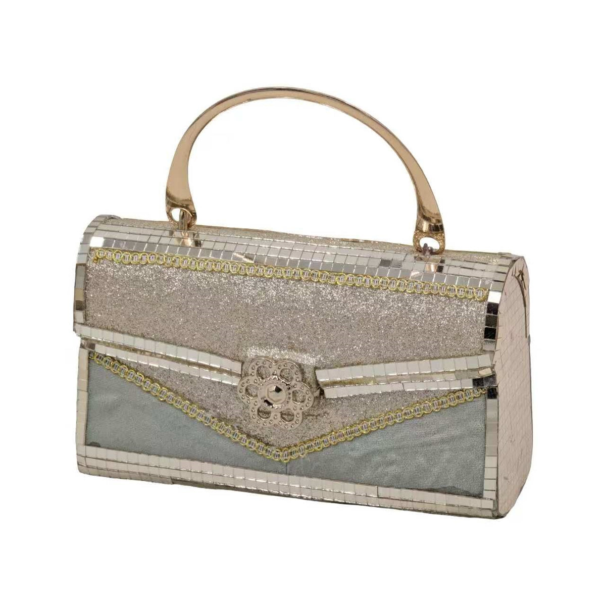 Bulk 8 Xmas Champagne Luxe Handbag 19x7x20cm