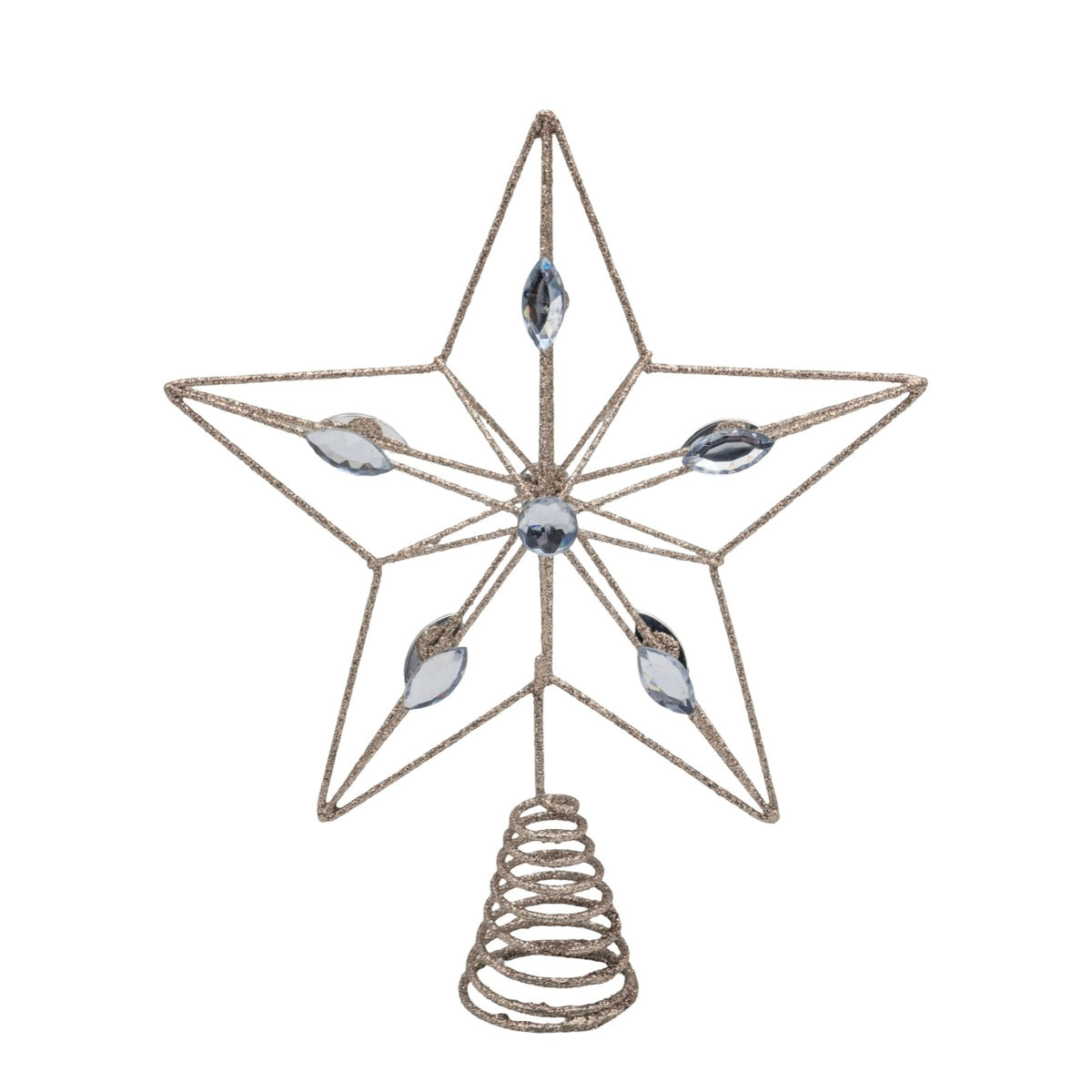 Bulk 12 Xmas Champagne Gold W Crystal Tree Top 20x23cm