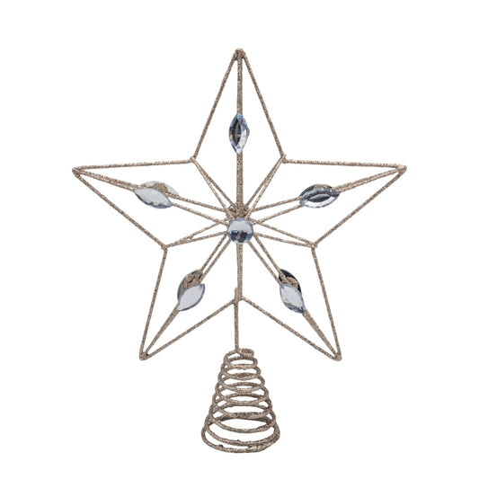 Bulk 12 Xmas Champagne Gold W Crystal Tree Top 20x23cm