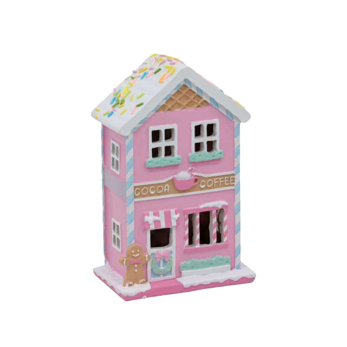 Bulk 6 Polyresin Xmas Pastel Cafe 11.5x7.5x18cm
