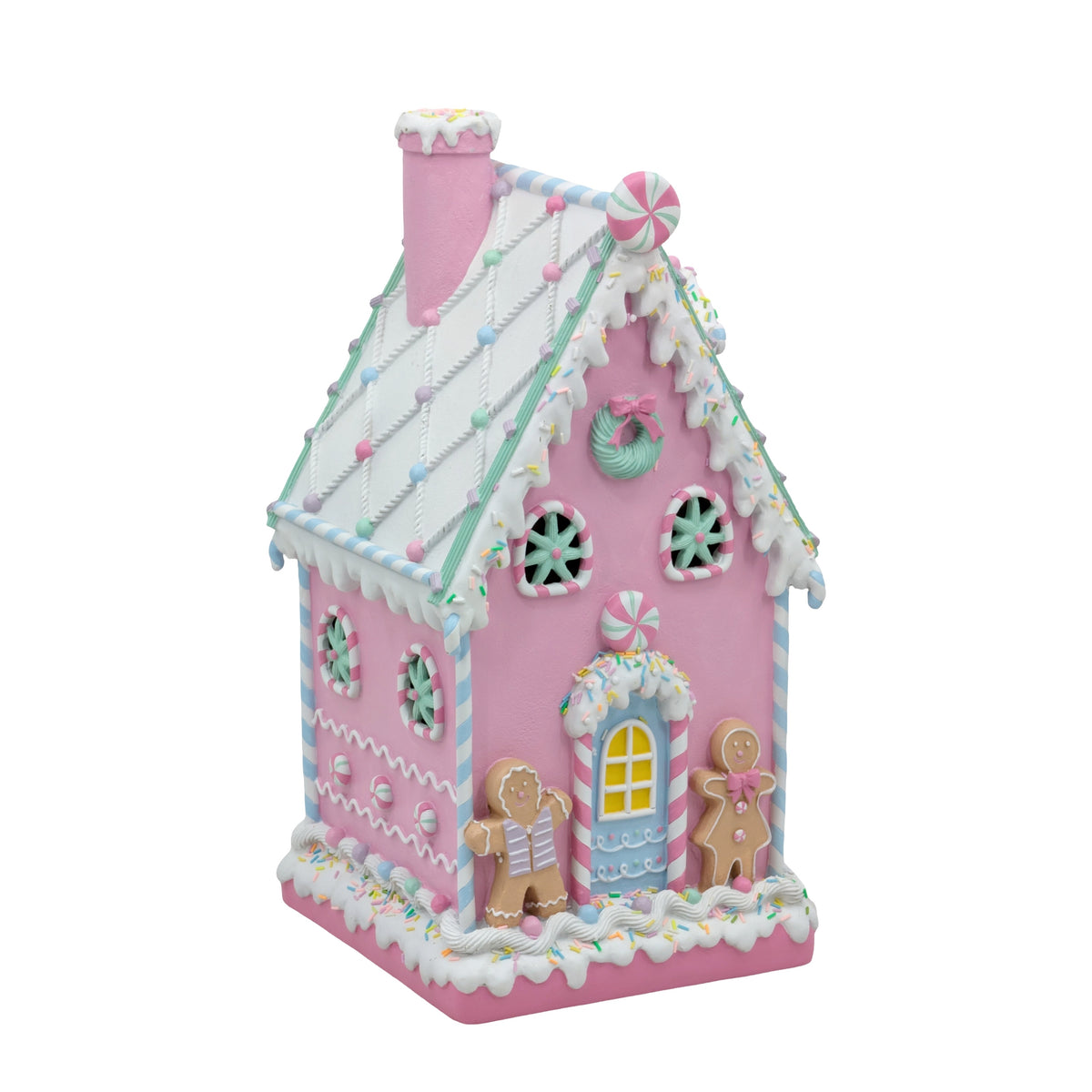 Polyresin Xmas Pastel Gingerbread House 28x28x51cm