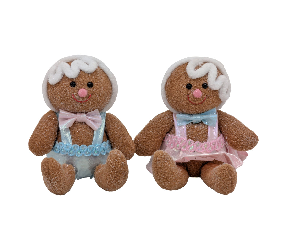 Bulk 12 Xmas Pastel Sitting Gingerbread Man 11x7x10cm 2 Asst