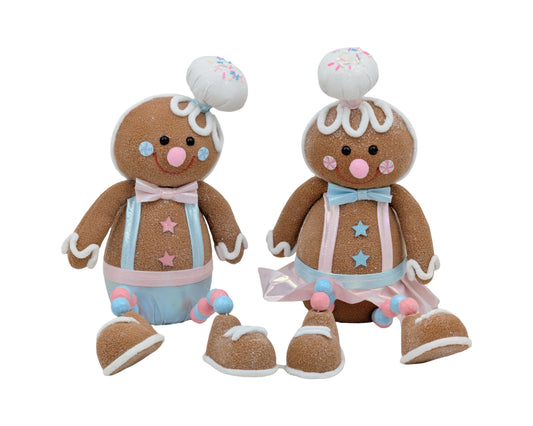 Bulk 6 Xmas Pastel Gingerbread Man W Dangling Legs 20x12x45cm 2asst