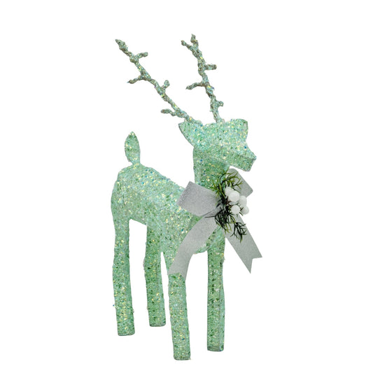 Bulk 4 Xmas Mint Iridescent Standing Reindeer 15x28x38cm