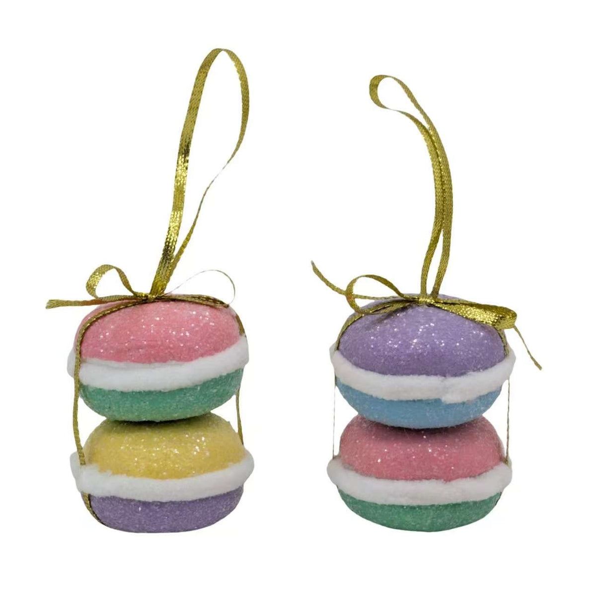 Bulk 24 Xmas Pastel Hanging Macaron 5.5x7cm 2 Asst