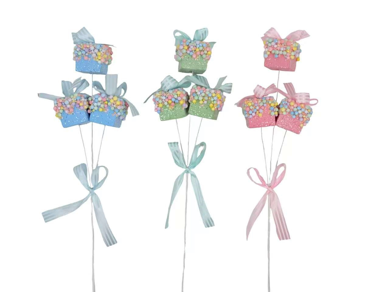 Bulk 24 Xmas Candycane Gift Box Pick 12x4x39cm 3 Asst