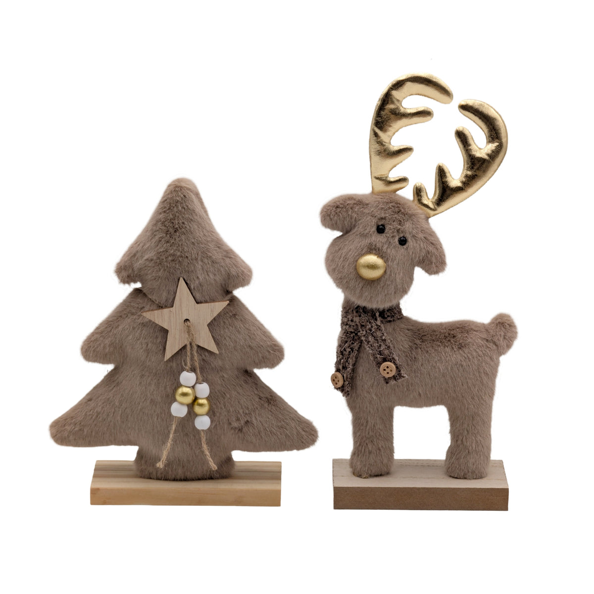 Bulk 12 Xmas Fabric Tree & Reindeeer 17x5x21.5cm 12x5x25cm 2 Asst