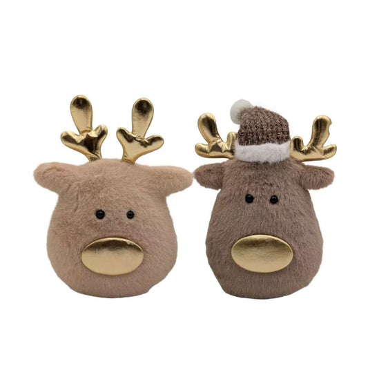 Bulk 24 Xmas Fabric Reindeer deco14x6.5x18cm 2 Asst