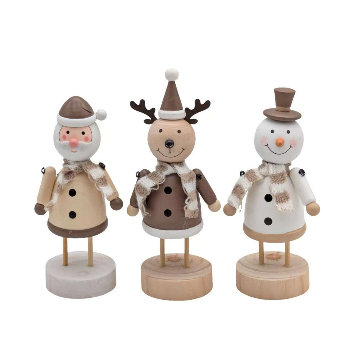 Bulk 24 Xmas Mdf Reindeer Snowman & Santa 5.3x13.5/15/17.5cmh 3asst