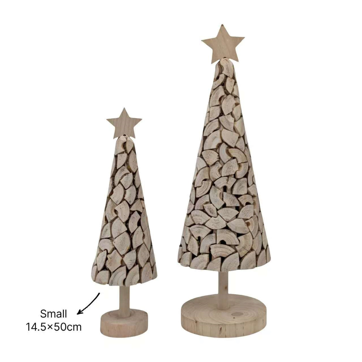Bulk 4 Xmas Wooden Tree Sml 14.5x14.5x50cm