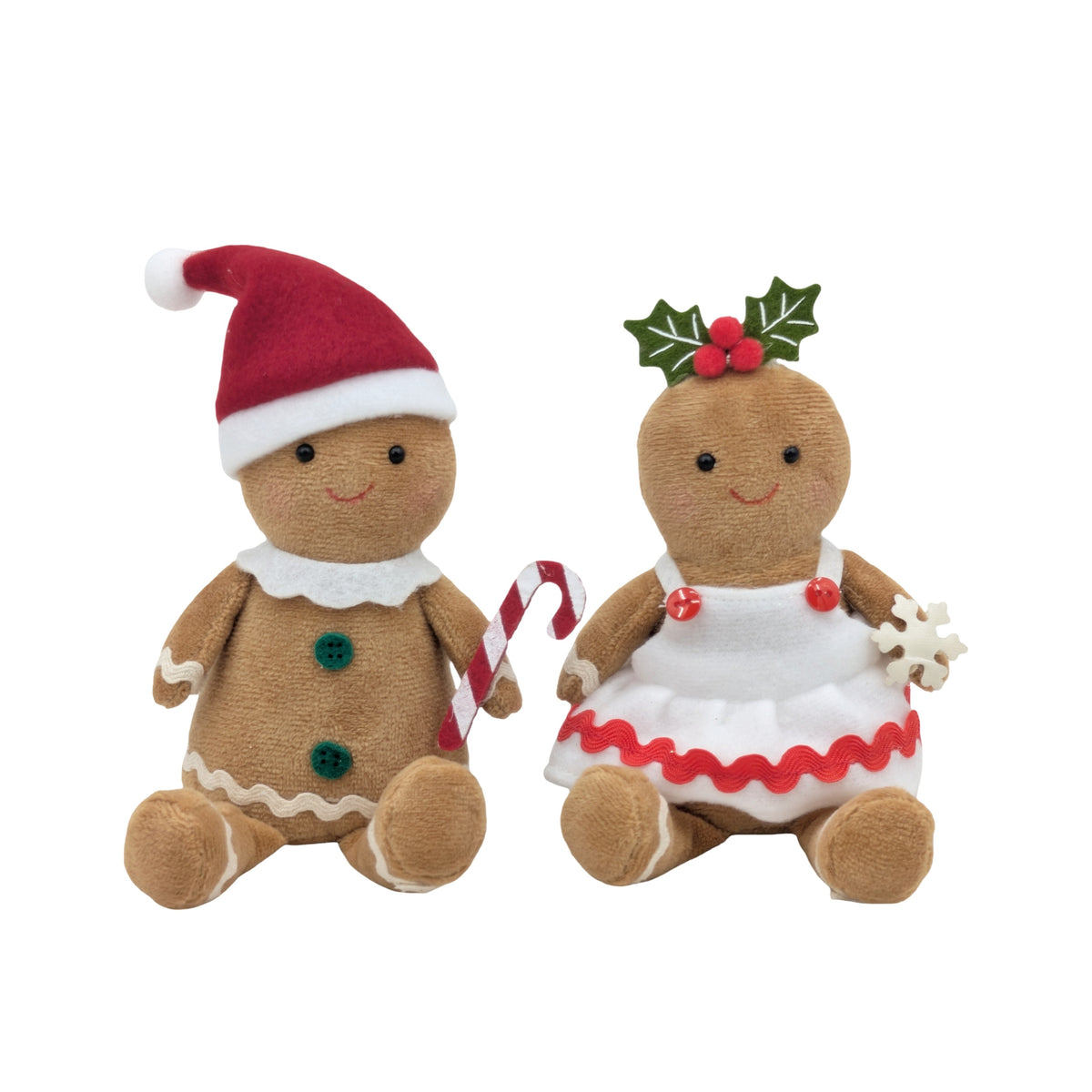 Bulk 24 Xmas Sitting Gingerbread Couple 15cm 2 Asst