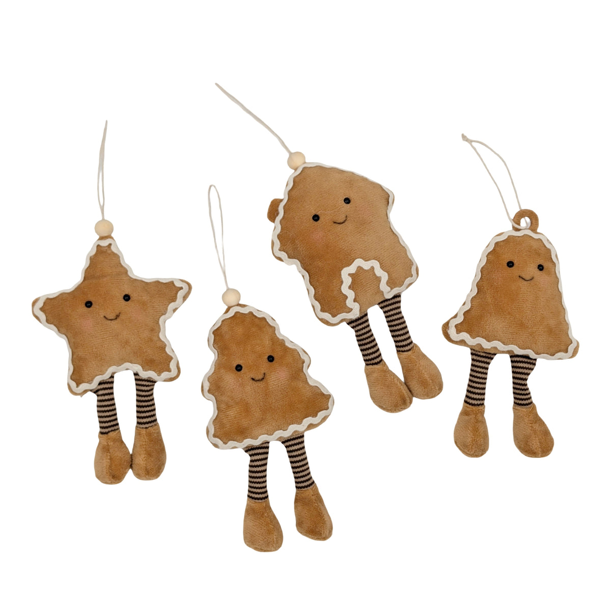 Bulk 24 Xmas Hanging Gingerbread W Dangling Legs 16cm 4 Asst