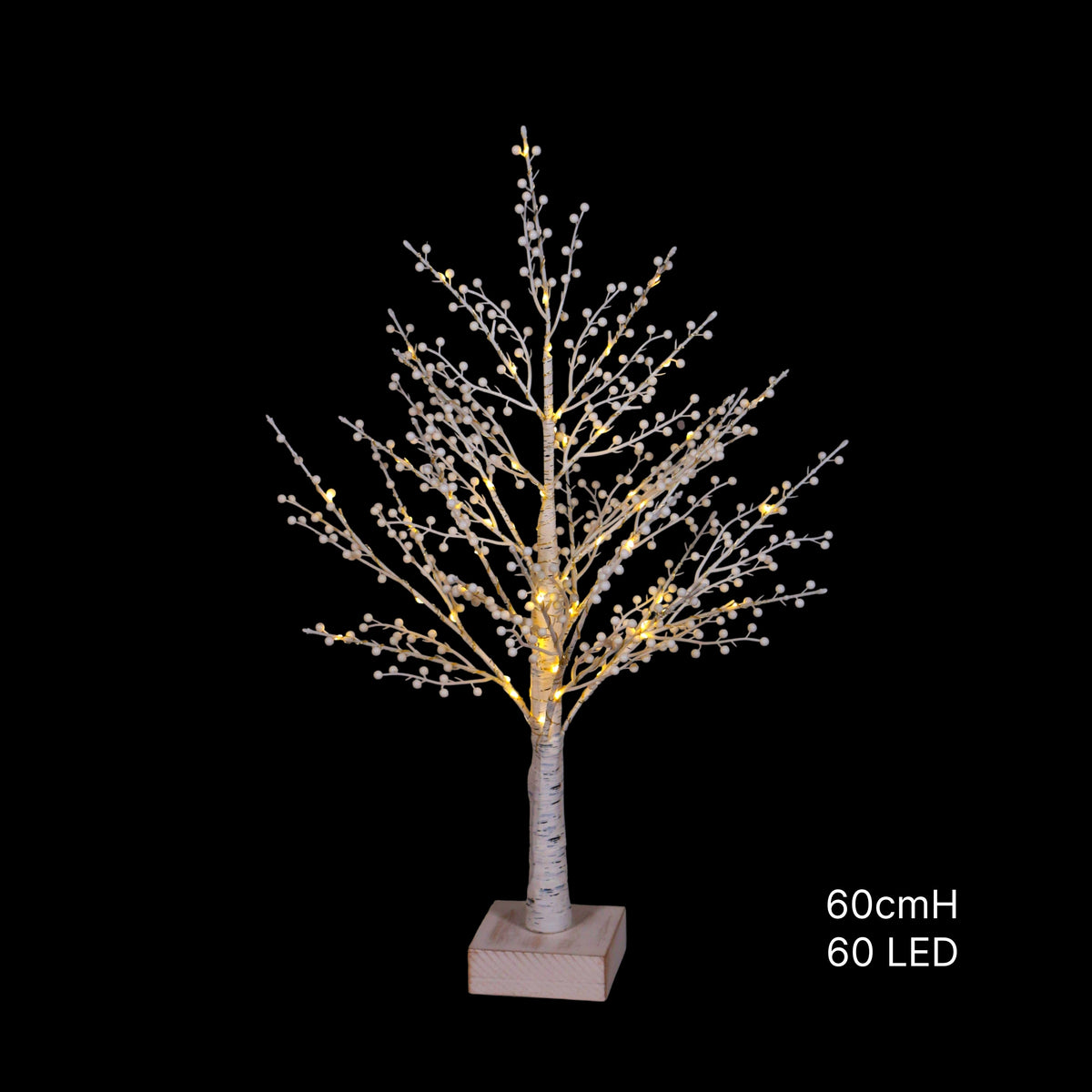 Bulk 4 Xmas Winter Berry Light Up Tree 60cm 60led