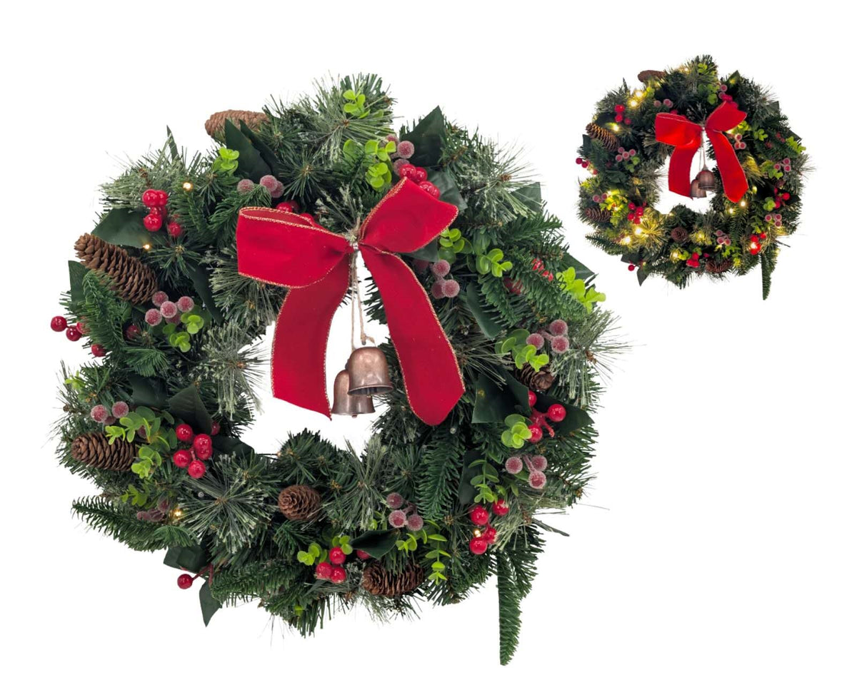Bulk 3 Xmas Led Light Up Wreath 45cm