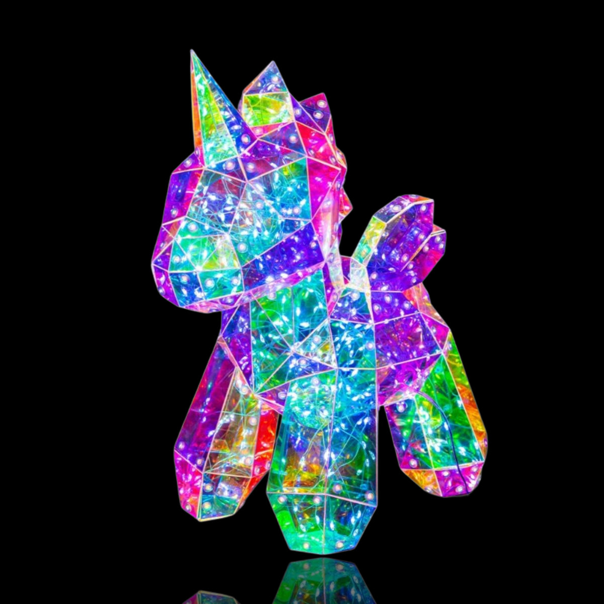 Bulk 4 Led Iridescent Unicorn 25.3x15.4x30cm