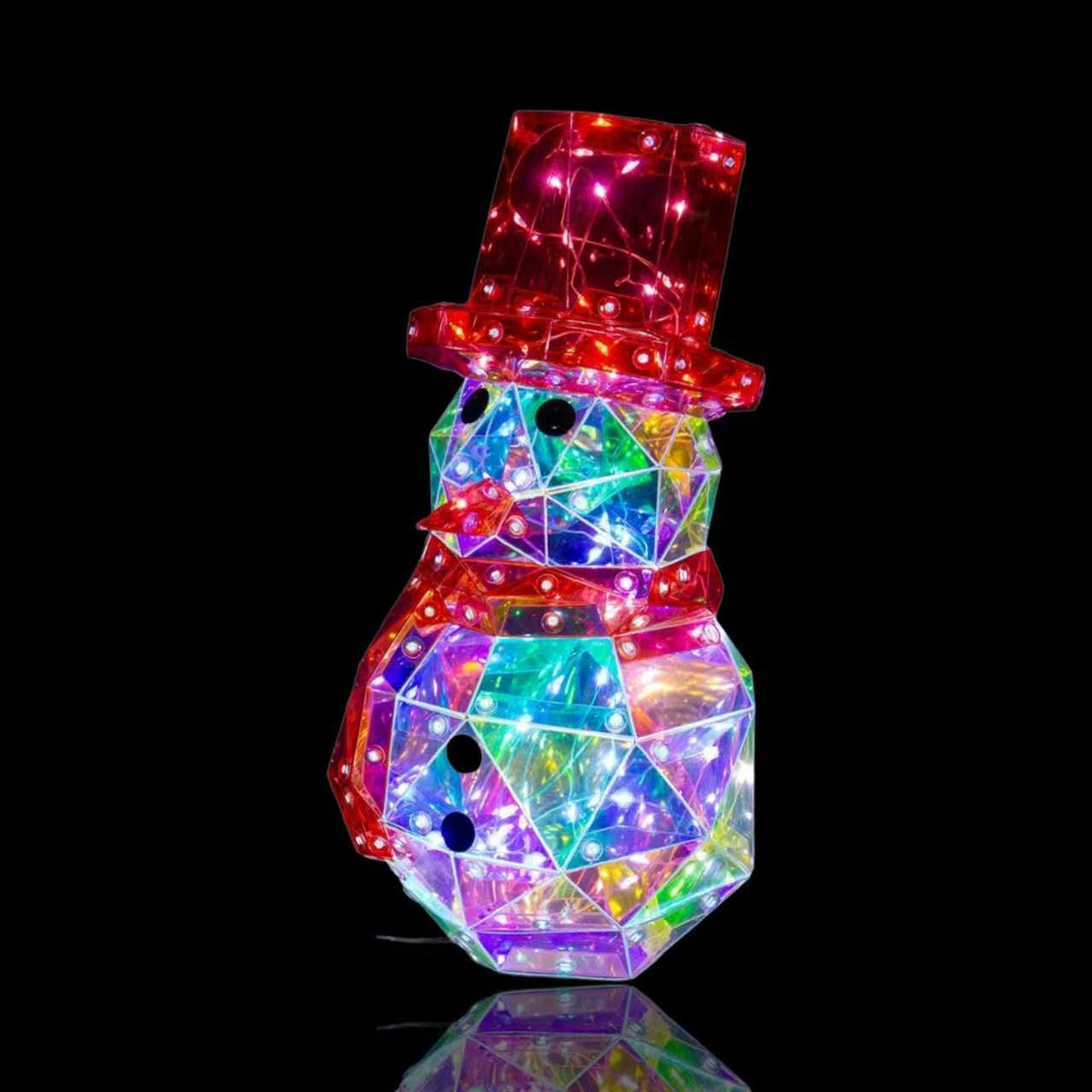 Bulk 4 Led Xmas Iridescent Snowman 14.7x17.7x30cm