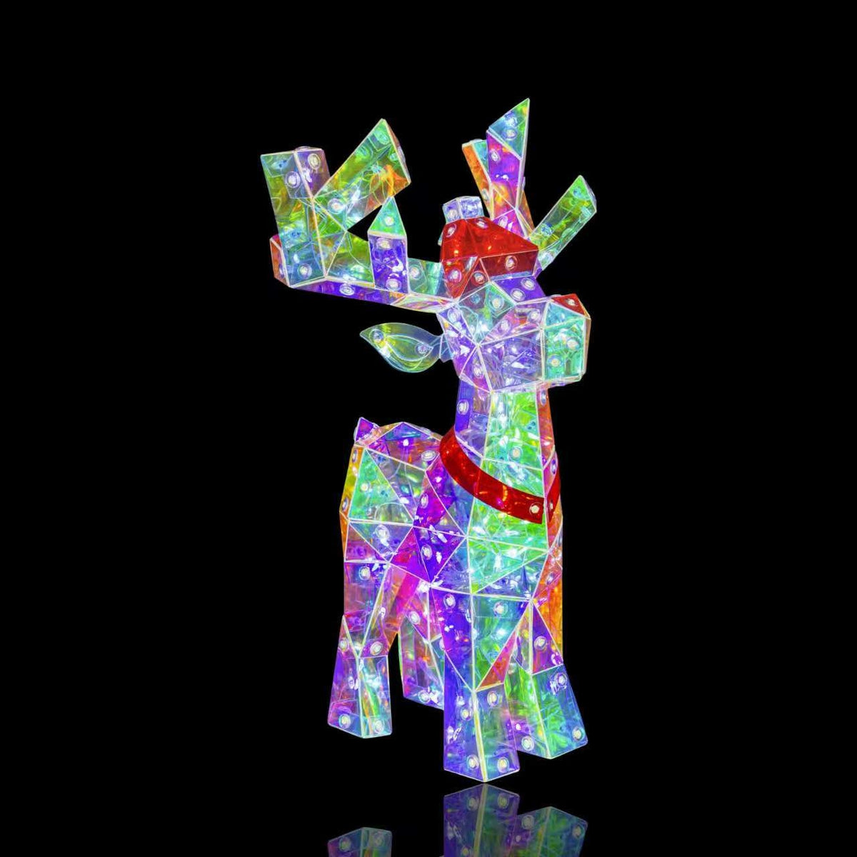 Bulk 4 Led Xmas Iridescent Reindeer 14.6x16x30cm