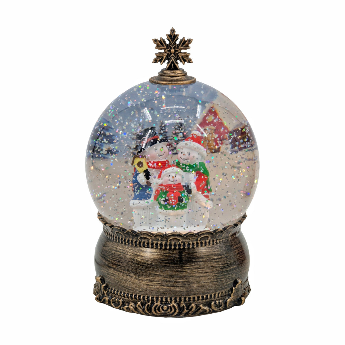 Bulk 3 Xmas Led Snowman Family Snow Globe 12x12x15.5cm