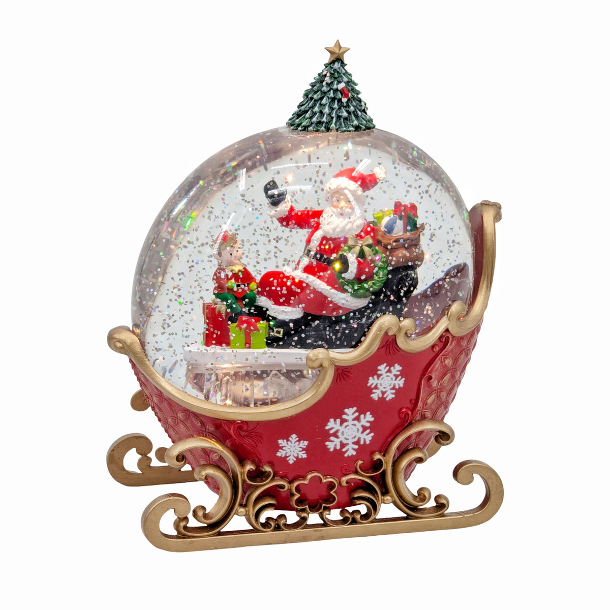 Bulk 3 Xmas Led Santa Sleigh Water globe16.8x11x19.5cm