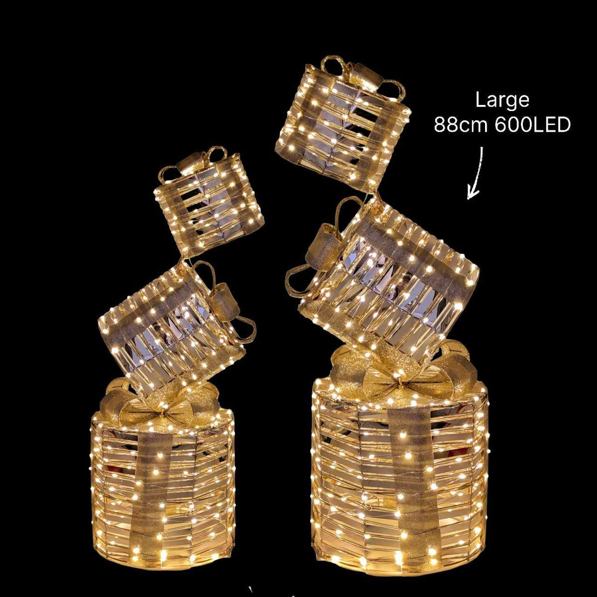 Xmas Led Stacked Gift Box Round 88cm 600led