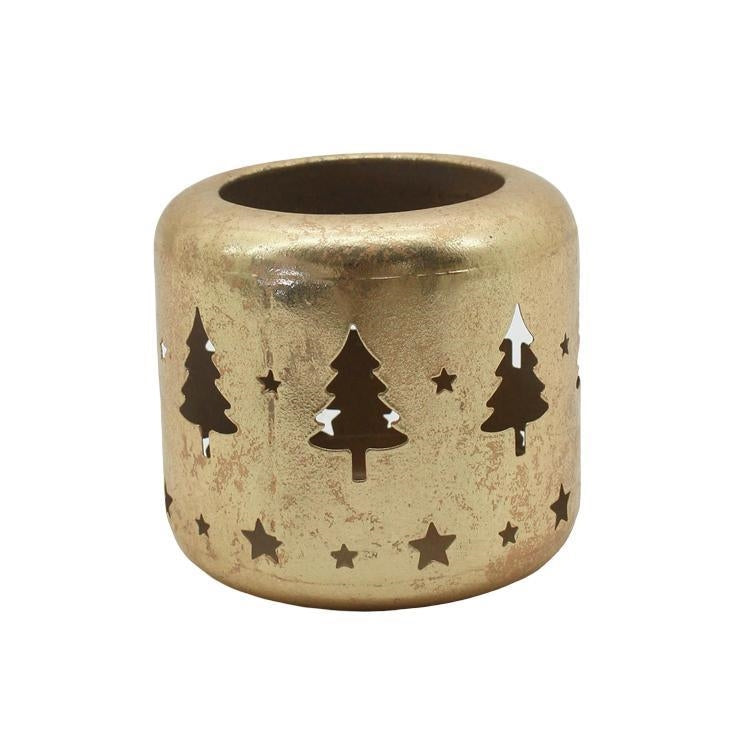 Bulk 12 Rustic Gold Metal Lantern 11x11x9.5cm