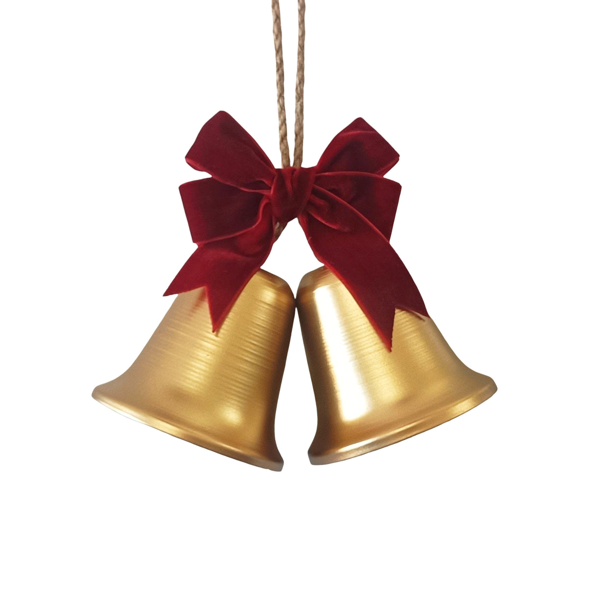 Bulk 12 Xmas Gold Twin Bell 16x8x20cm