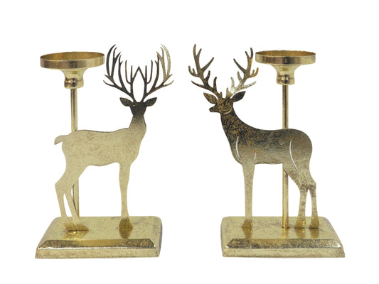 Bulk 8 Rustic Gold Metal Xmas Candle Holder 16.5/20x9x28cm 2 Asst