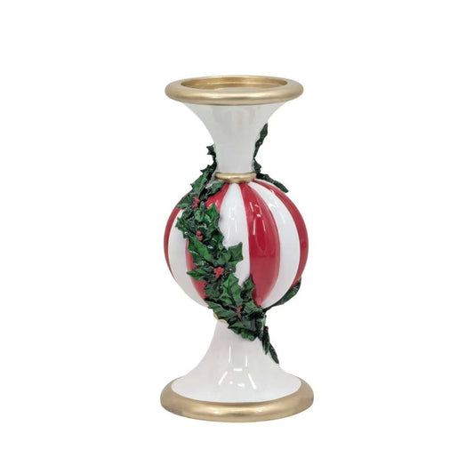 Bulk 4 Christmas Ball Candle Holder W Holly Leaf 12x12x25cm